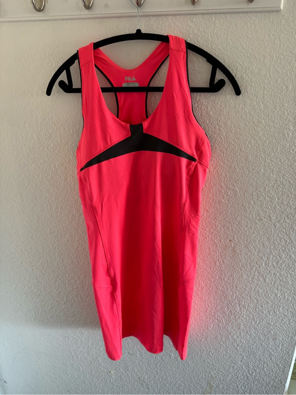 FILA Hot Pink Racerback Tennis Dress with Black Chest Accent